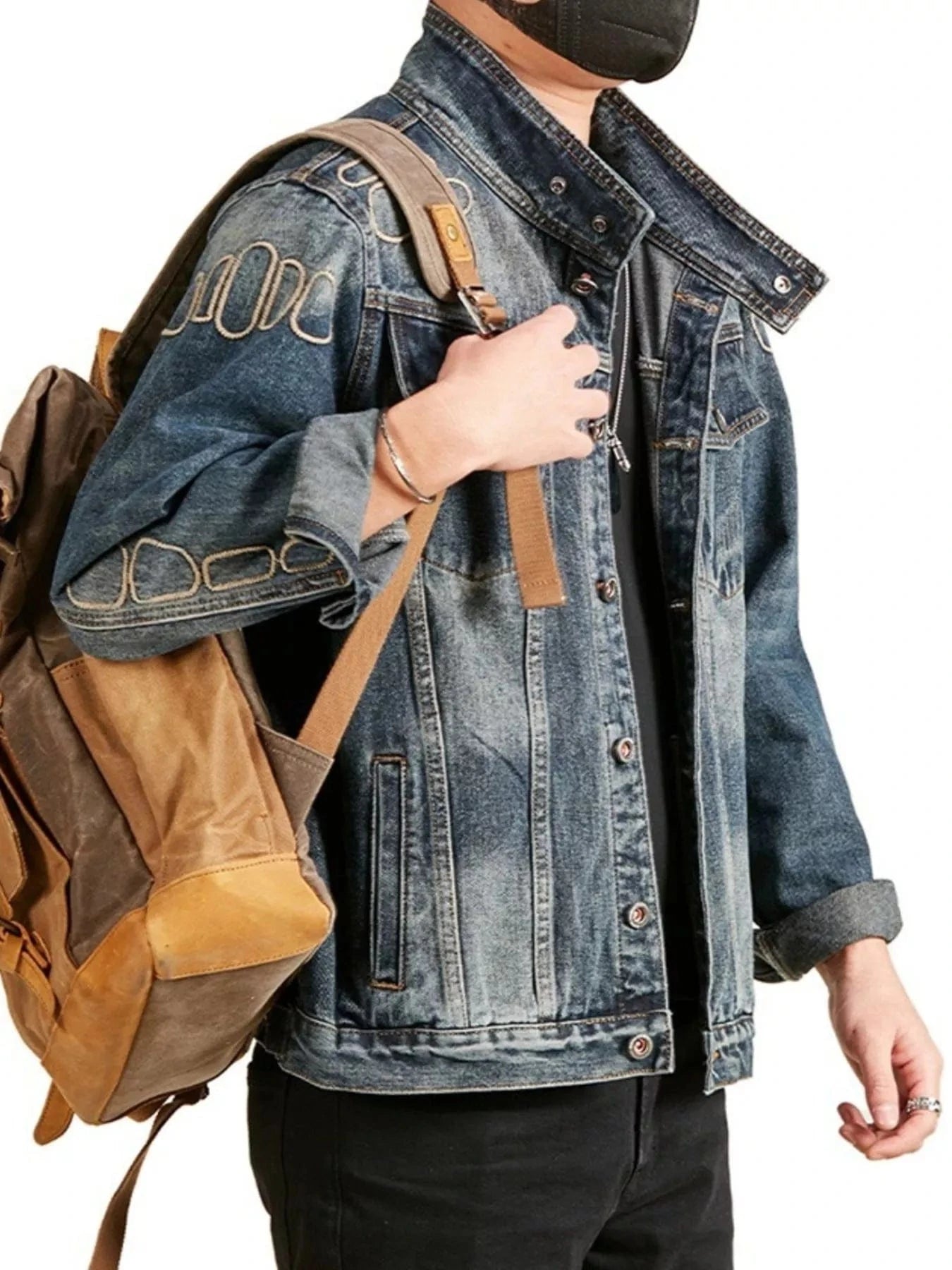 Men's Plus Size Button Up Long Sleeve Denim Jacket Men's Coats The Nichole Collection