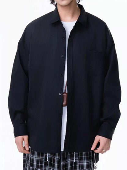Men's Plus Size Button Up Long Sleeve Shirt Jackets Black / M The Nichole Collection