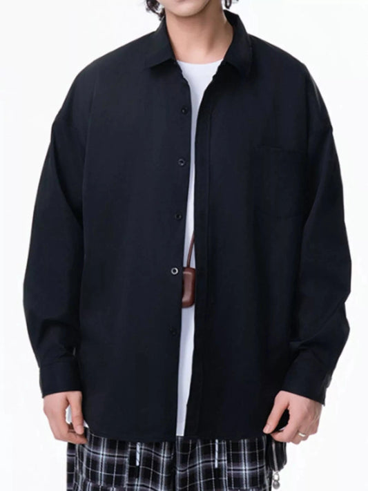 Men's Plus Size Button Up Long Sleeve Shirt Jackets Black / M The Nichole Collection
