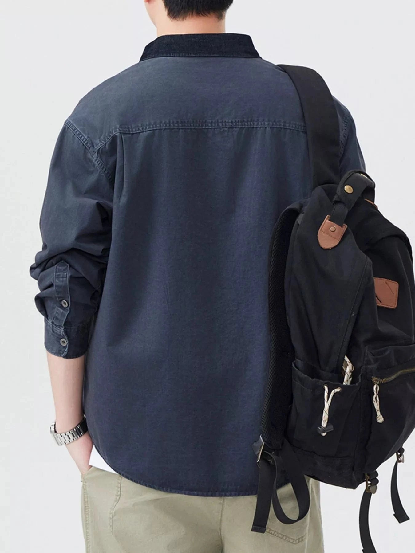 Men's Plus Size Button Up Shacket with Dual Chest Pockets Jackets The Nichole Collection