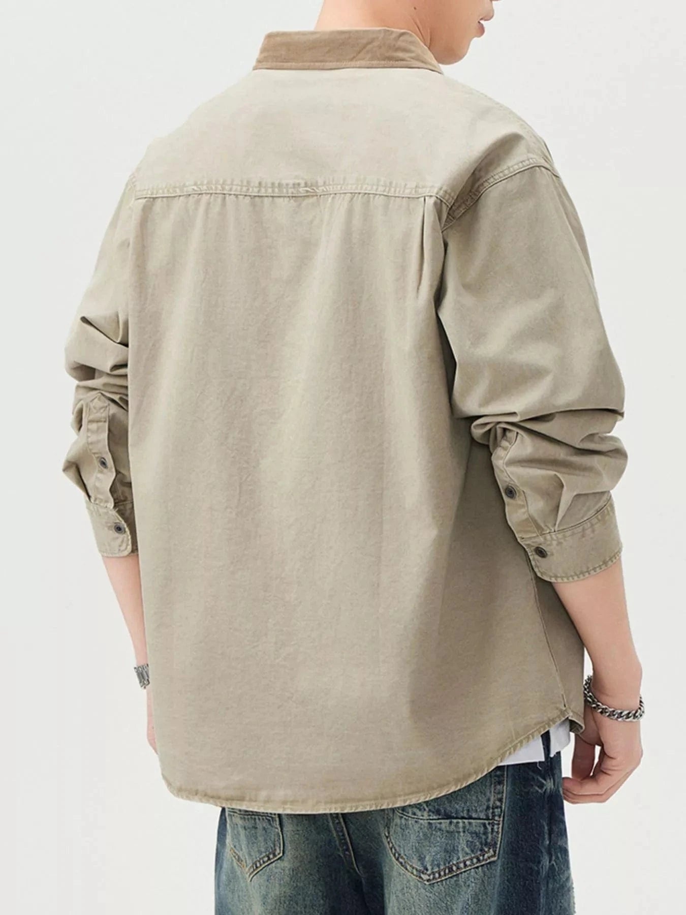 Men's Plus Size Button Up Shacket with Dual Chest Pockets Jackets The Nichole Collection