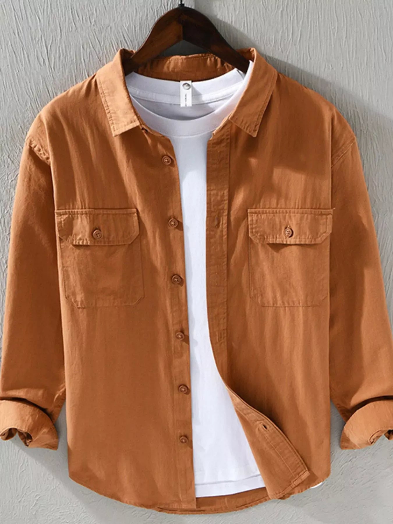 Men's Plus Size Casual Button Up Shirt Light Brown / M Men's Shirts The Nichole Collection - Official Site