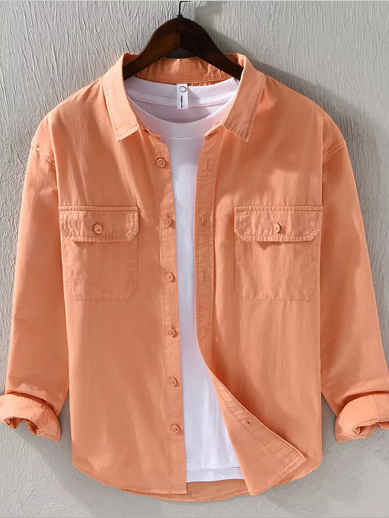 Men's Plus Size Casual Button Up Shirt Orange / M Men's Shirts The Nichole Collection - Official Site