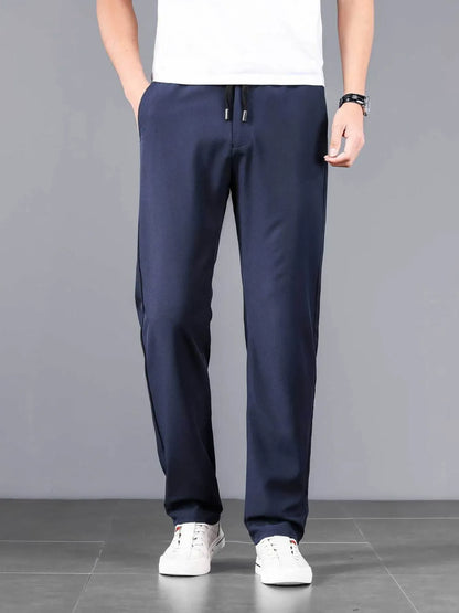 Men's Plus Size Casual Drawstring Straight-Leg Pants Navy Blue / M The Nichole Collection