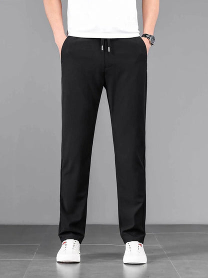 Men's Plus Size Casual Drawstring Straight-Leg Pants Black / M The Nichole Collection