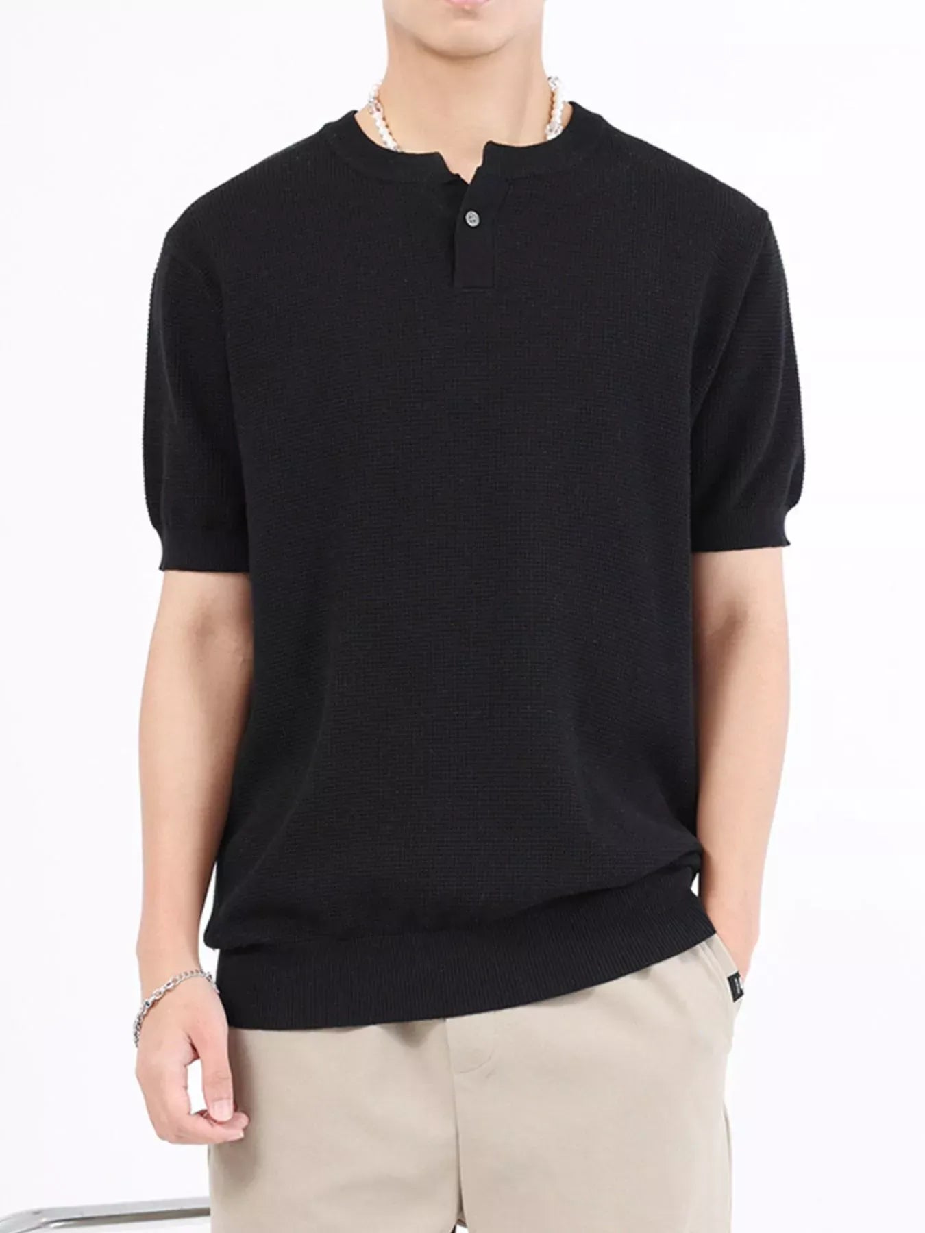 Men's Casual Knit Henley T-Shirt | The Nichole Collection