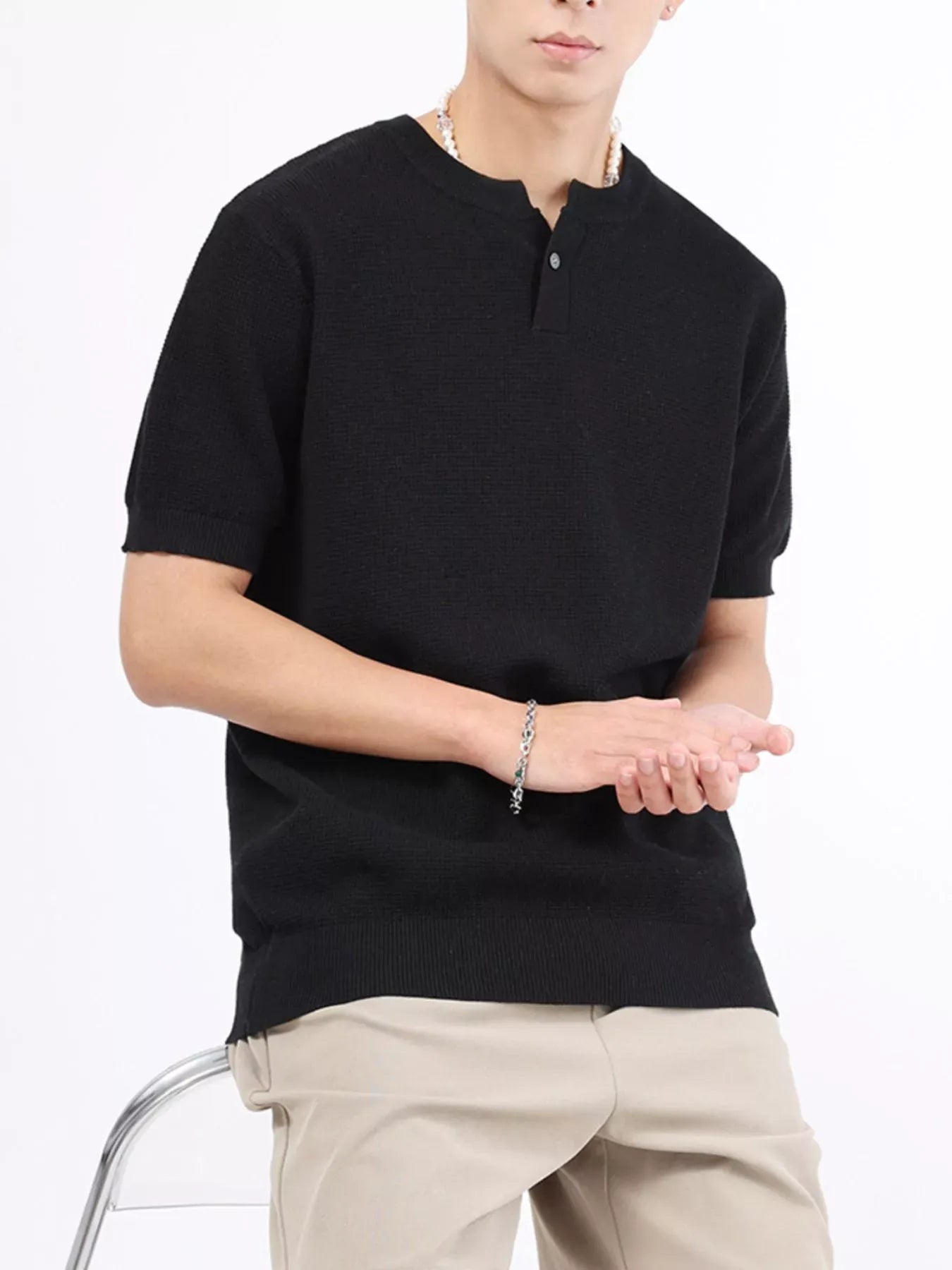 Men's Casual Knit Henley T-Shirt | The Nichole Collection