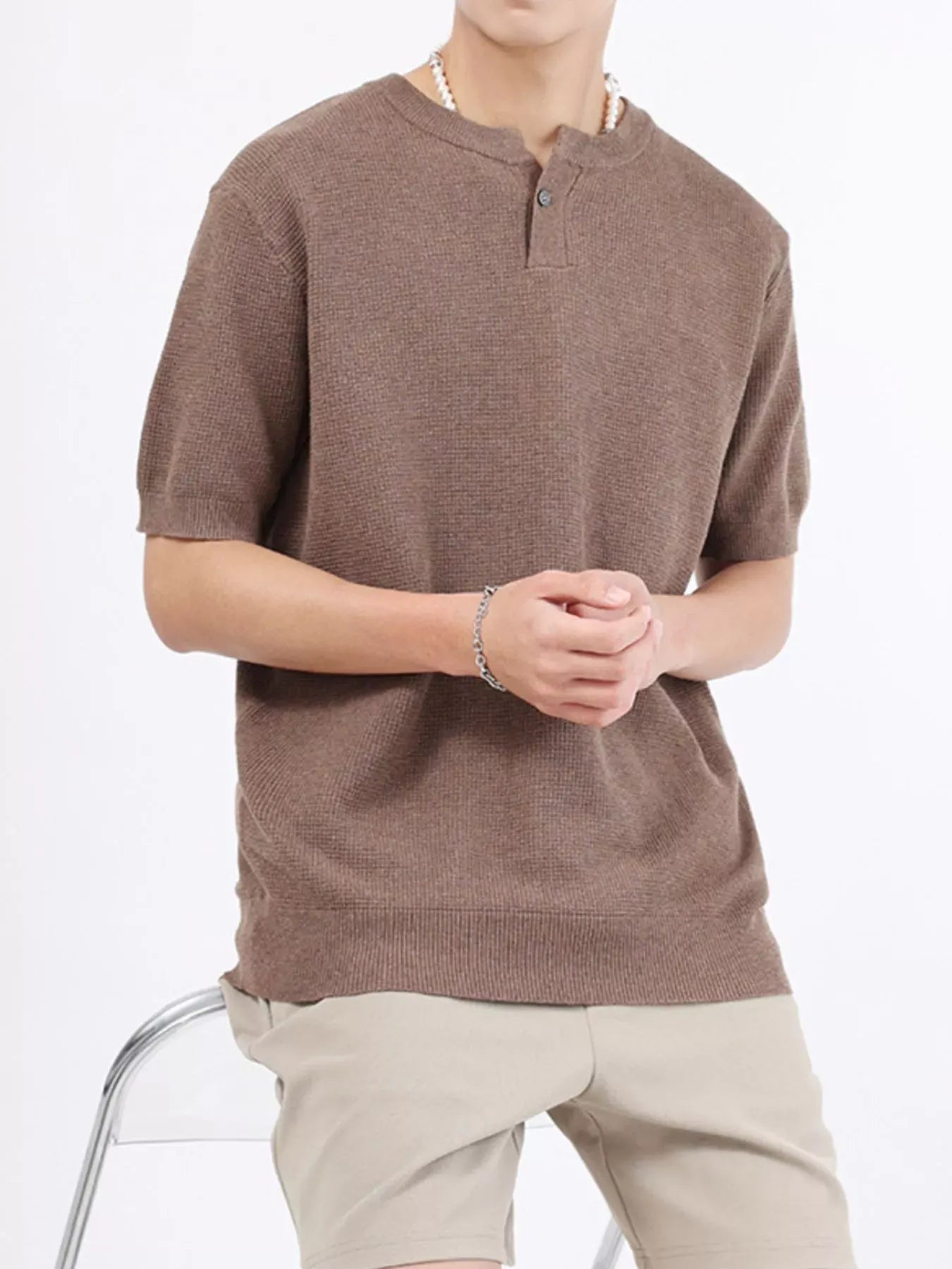 Men's Casual Knit Henley T-Shirt | The Nichole Collection