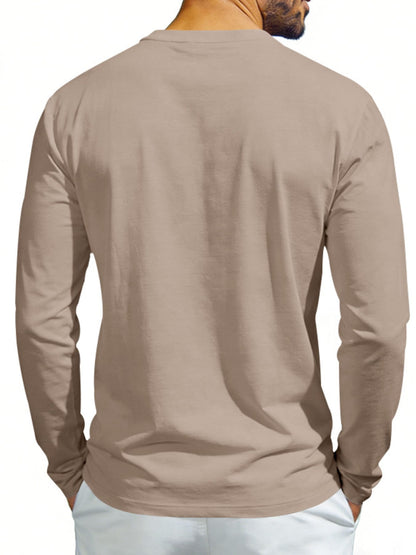 Men's Casual Long Sleeve Henley T-Shirt with Pocket | The Nichole Collection