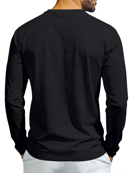 Men's Casual Long Sleeve Henley T-Shirt with Pocket | The Nichole Collection