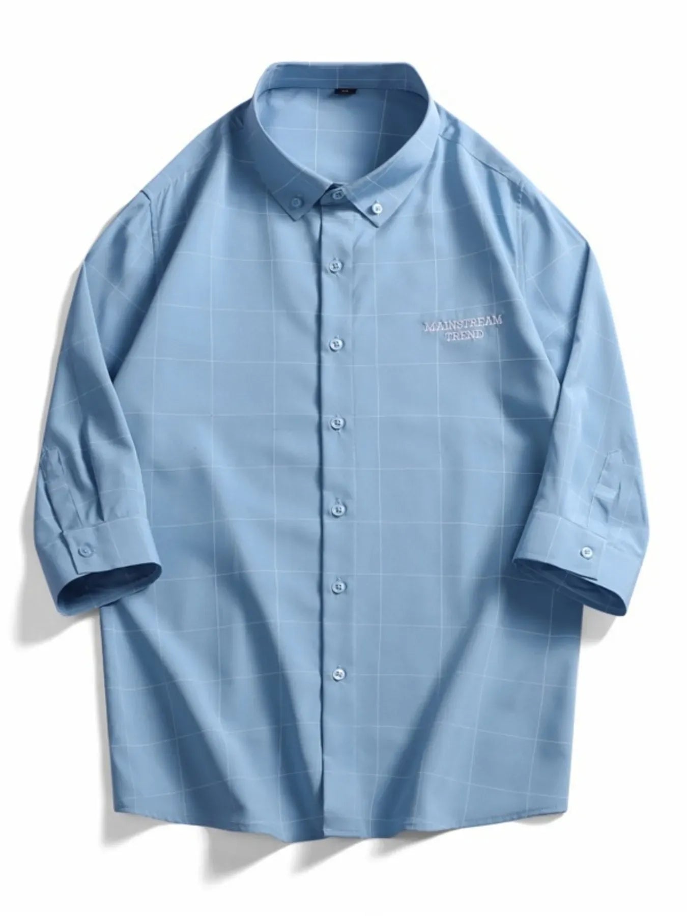 Men's Plus Size Casual Plaid Print Button-Down Shirt Blue / M The Nichole Collection