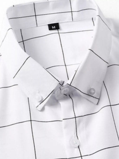 Men's Plus Size Casual Plaid Print Button-Down Shirt The Nichole Collection