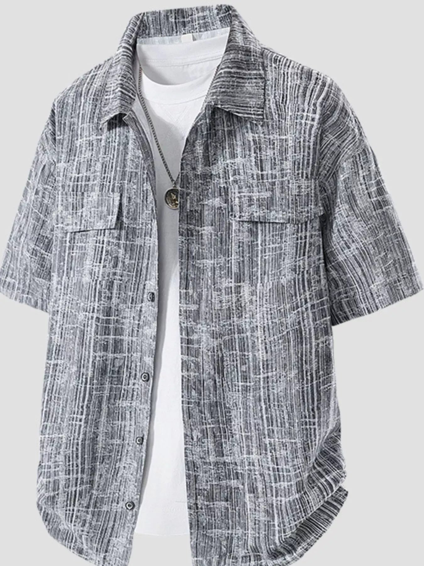 Men's Plus Size Casual Short Sleeve Shirt Black / M Trendsi