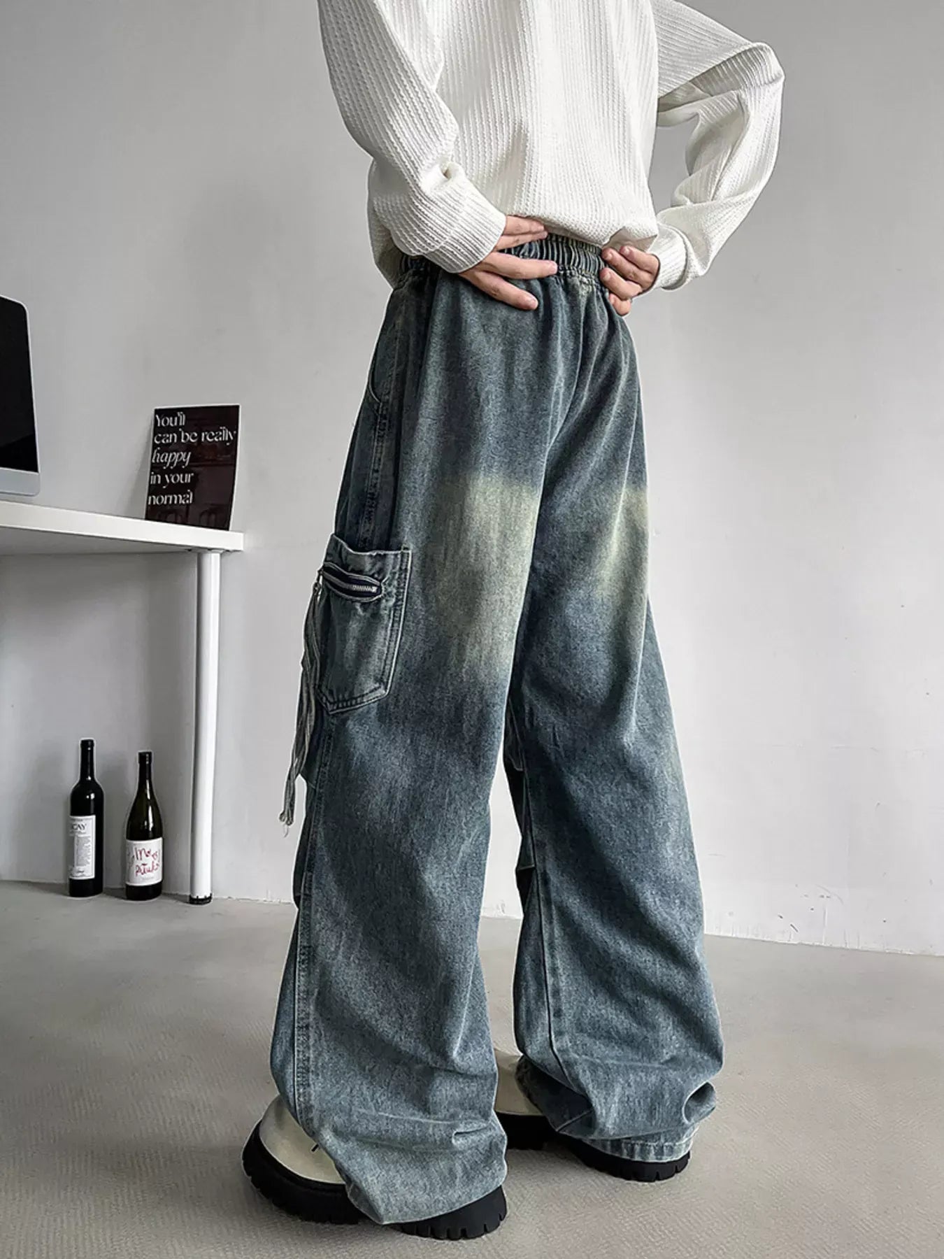 Men's Loose Fit Cargo Jeans with Drawstring | The Nichole Collection