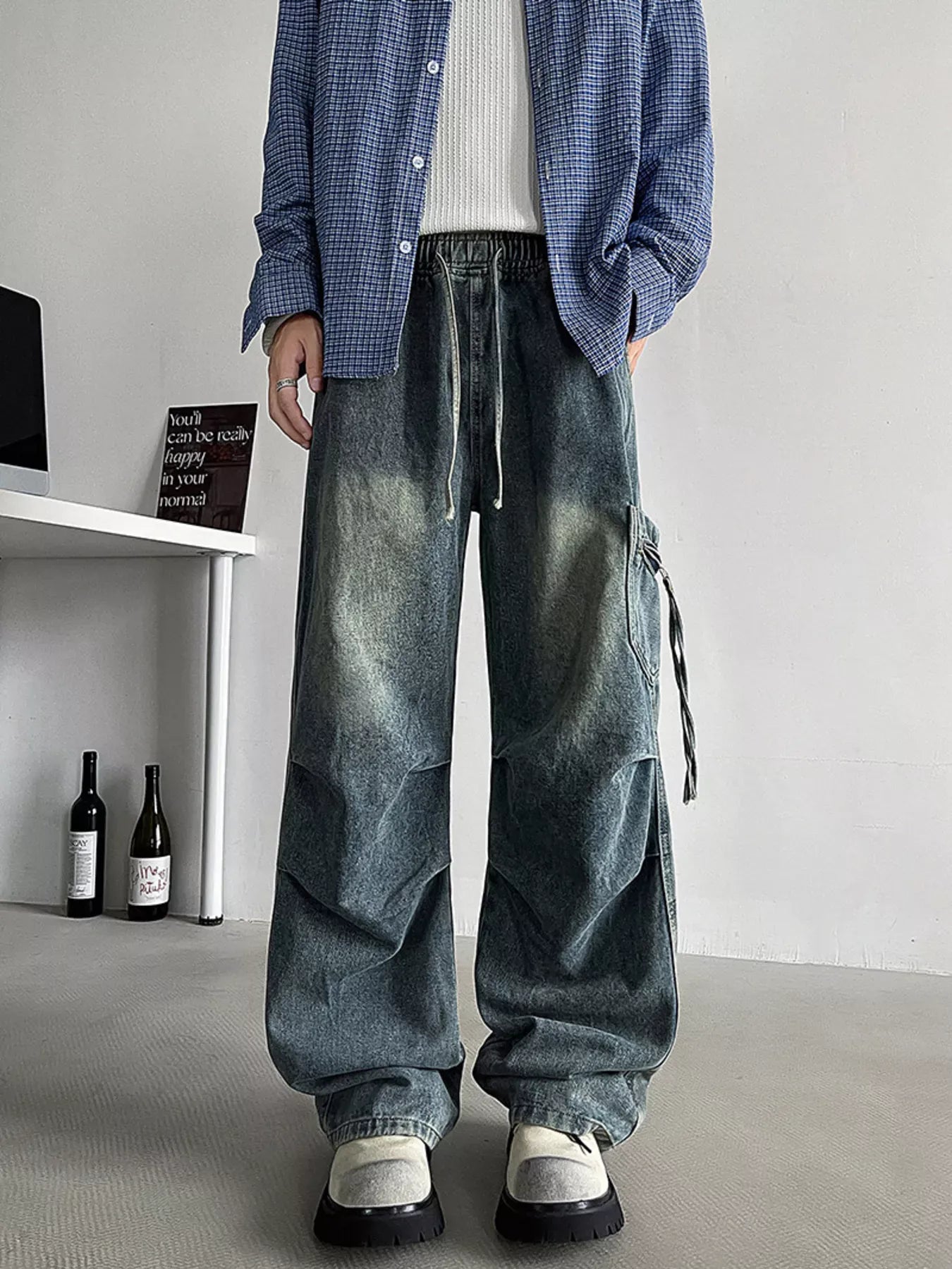 Men's Loose Fit Cargo Jeans with Drawstring | The Nichole Collection
