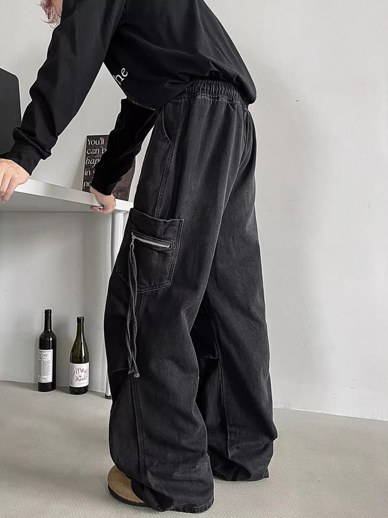 Men's Loose Fit Cargo Jeans with Drawstring | The Nichole Collection