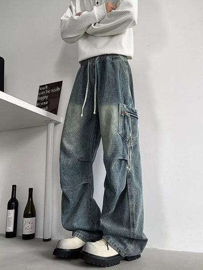 Men's Loose Fit Cargo Jeans with Drawstring | The Nichole Collection