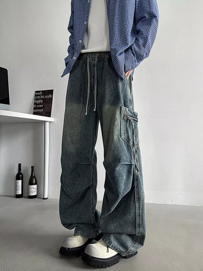 Men's Loose Fit Cargo Jeans with Drawstring | The Nichole Collection