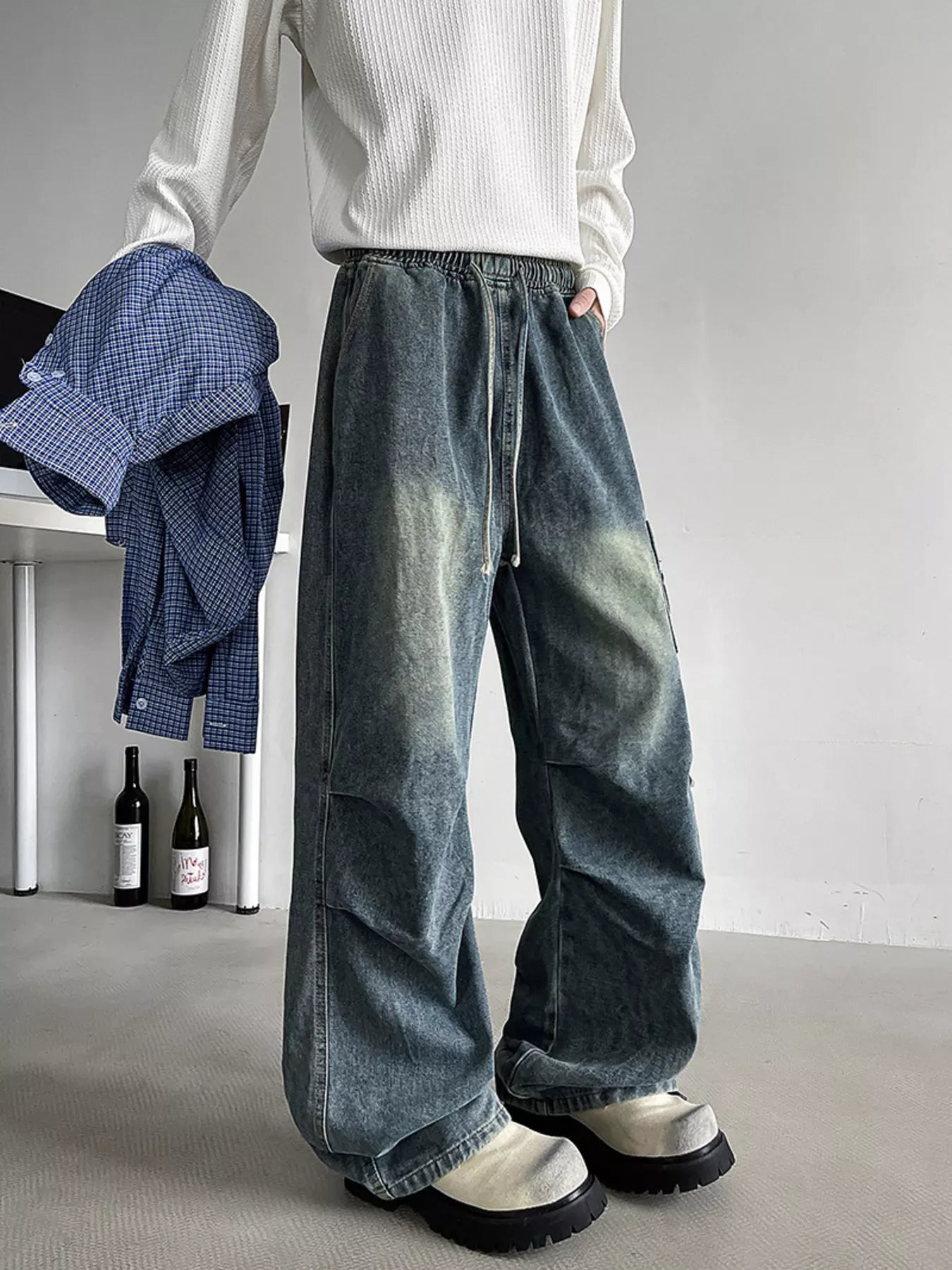 Men's Loose Fit Cargo Jeans with Drawstring | The Nichole Collection