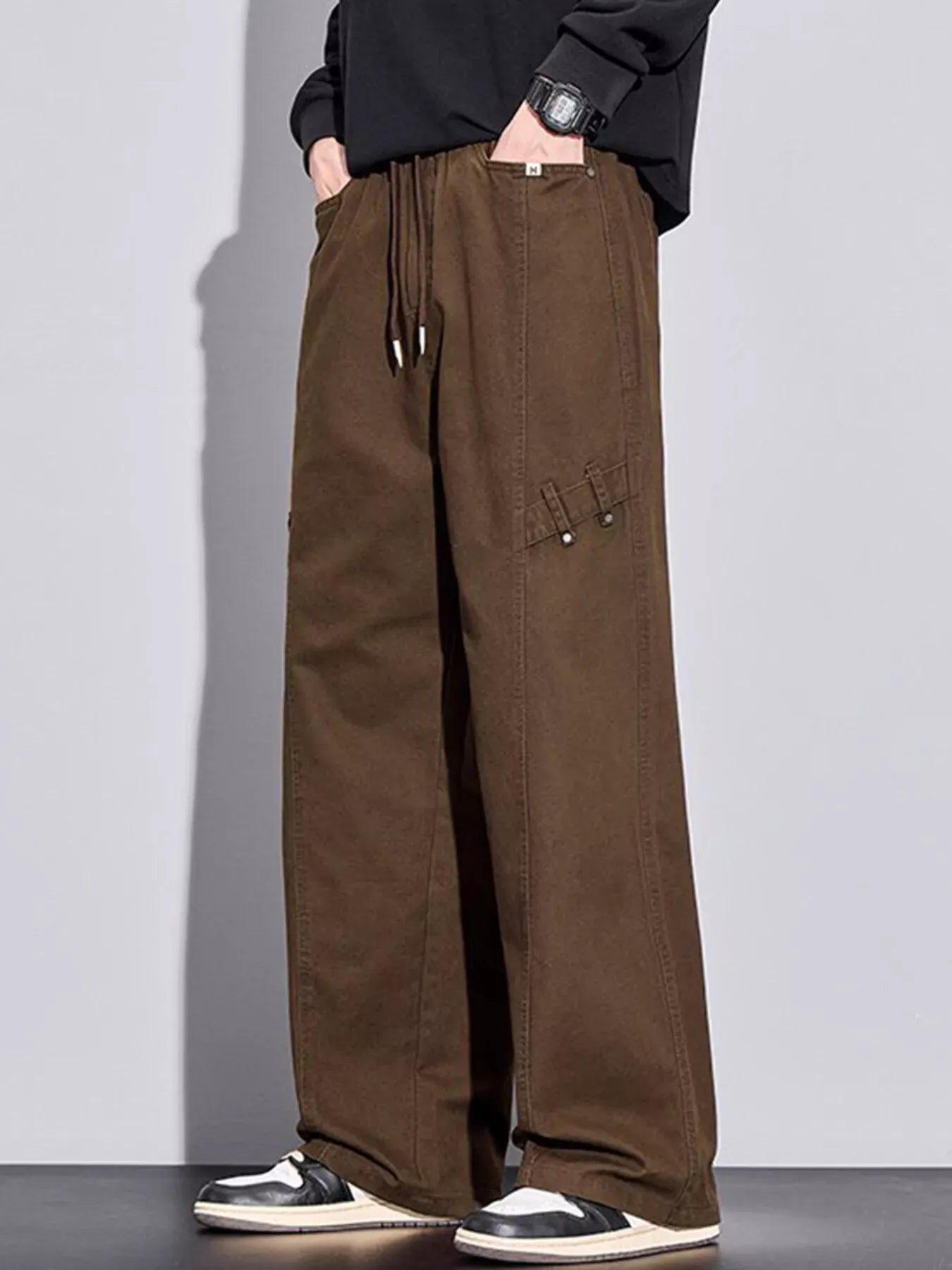 Men's Plus Size Loose Fit Casual Pants Brown / M The Nichole Collection