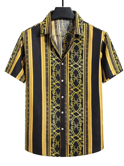 Men's Plus Size Nautical Print Short Sleeve Casual Shirt Black / L The Nichole Collection