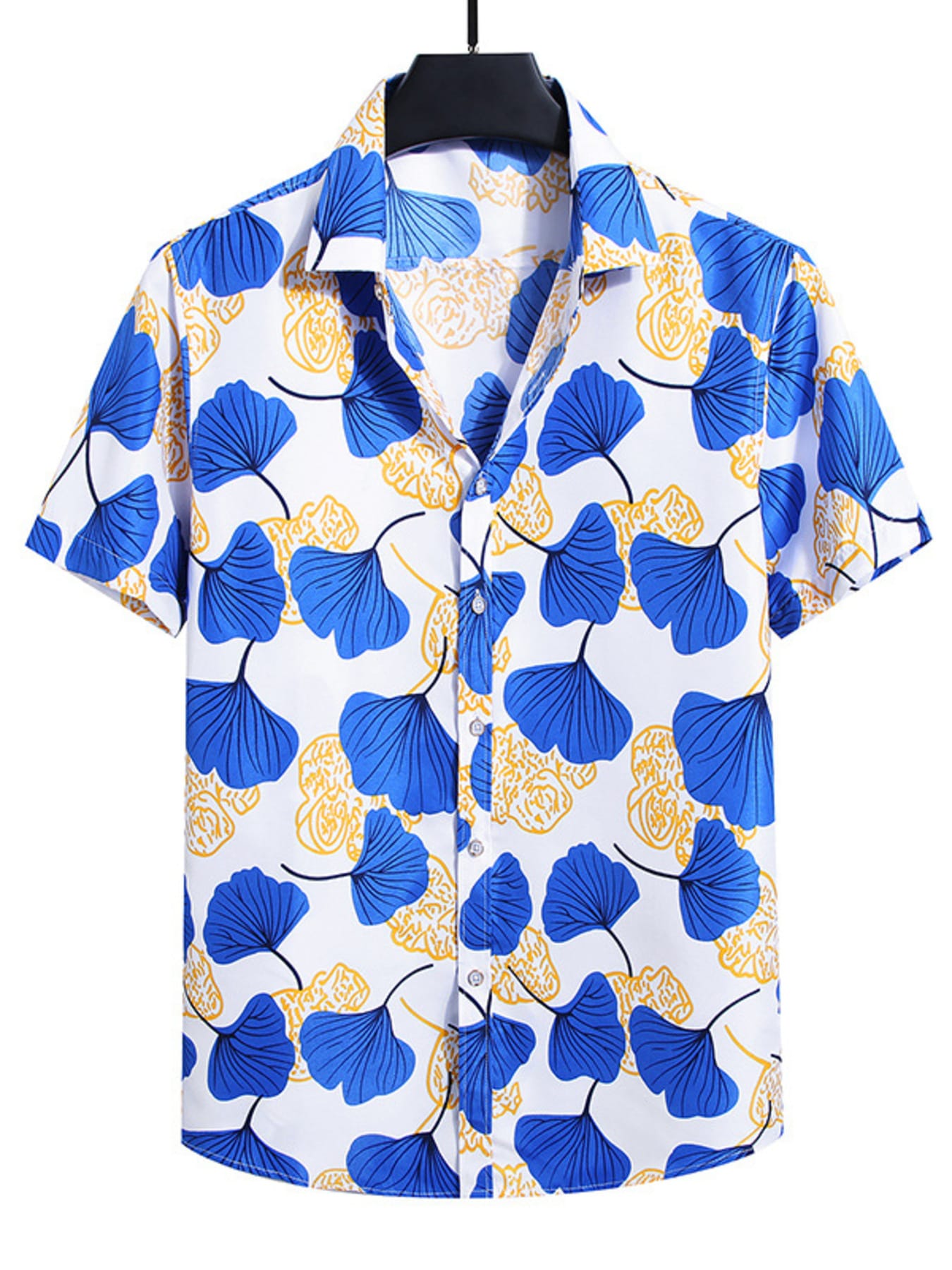 Men's Plus Size Nautical Print Short Sleeve Casual Shirt Blue / L The Nichole Collection