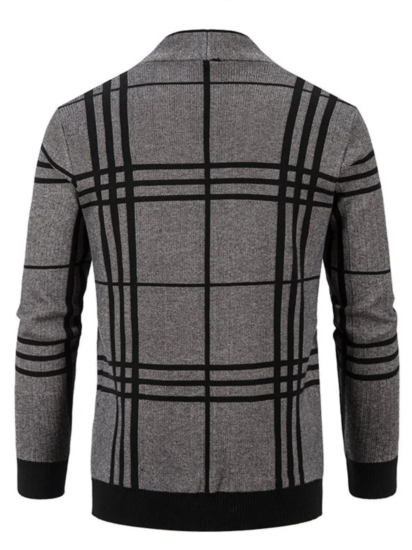 Men's Plus Size Plaid Open Front Long Sleeve Cardigan The Nichole Collection