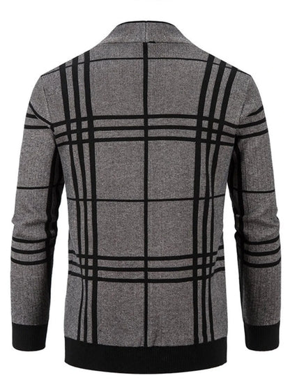 Men's Plus Size Plaid Open Front Long Sleeve Cardigan The Nichole Collection