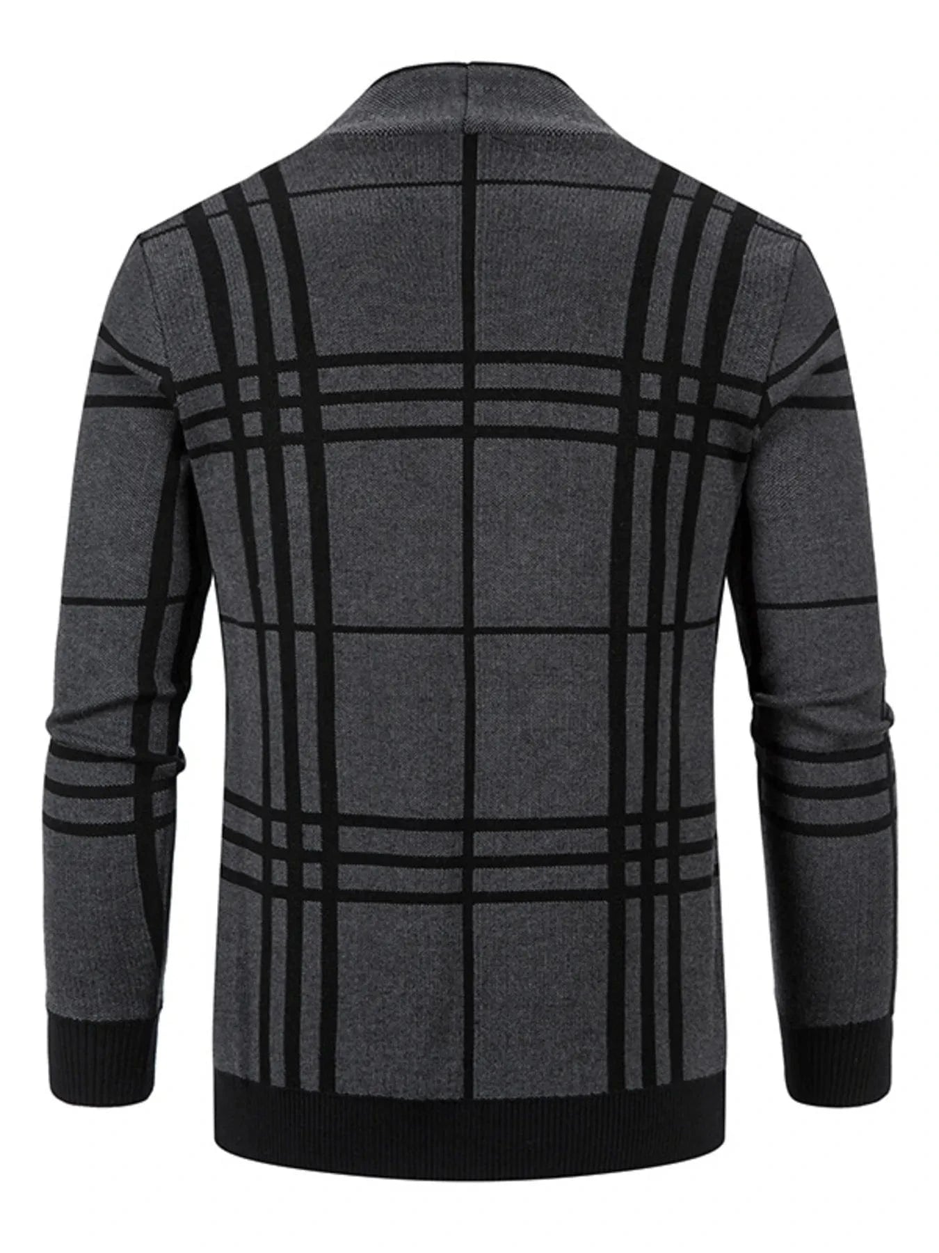 Men's Plus Size Plaid Open Front Long Sleeve Cardigan The Nichole Collection