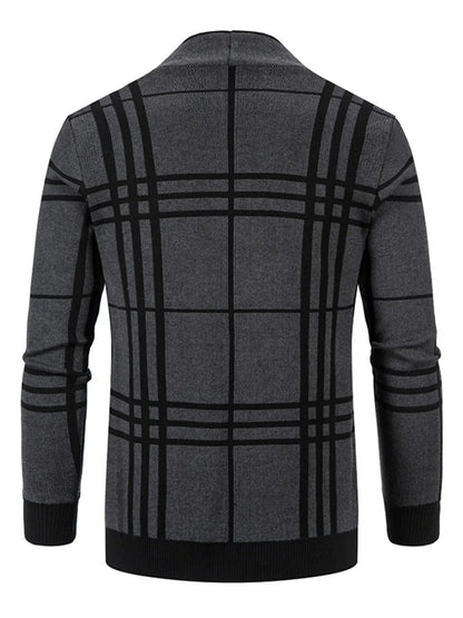 Men's Plus Size Plaid Open Front Long Sleeve Cardigan The Nichole Collection