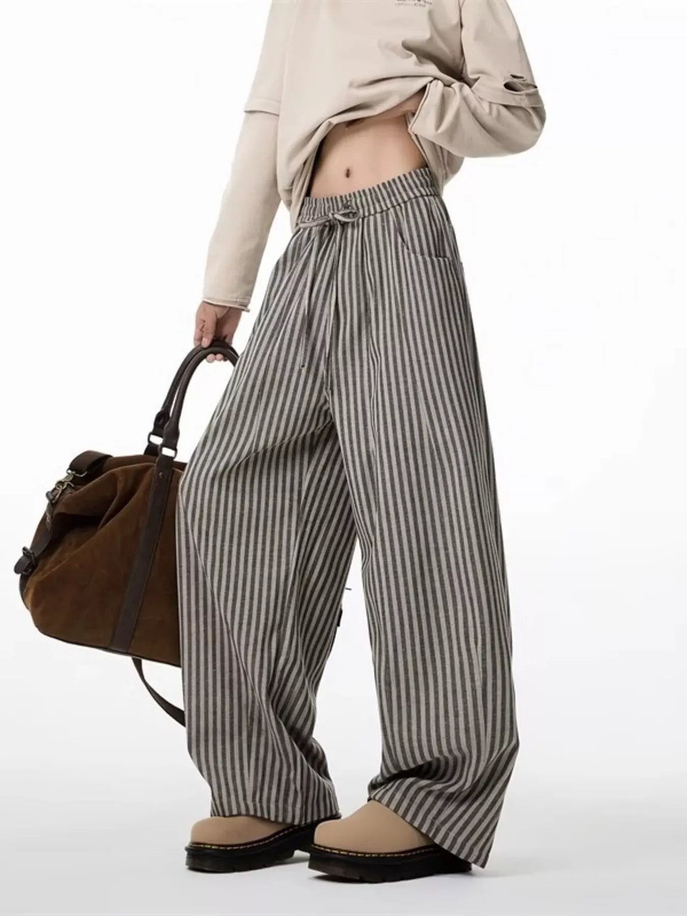 Men's Plus Size Striped Wide-Leg Casual Pants The Nichole Collection