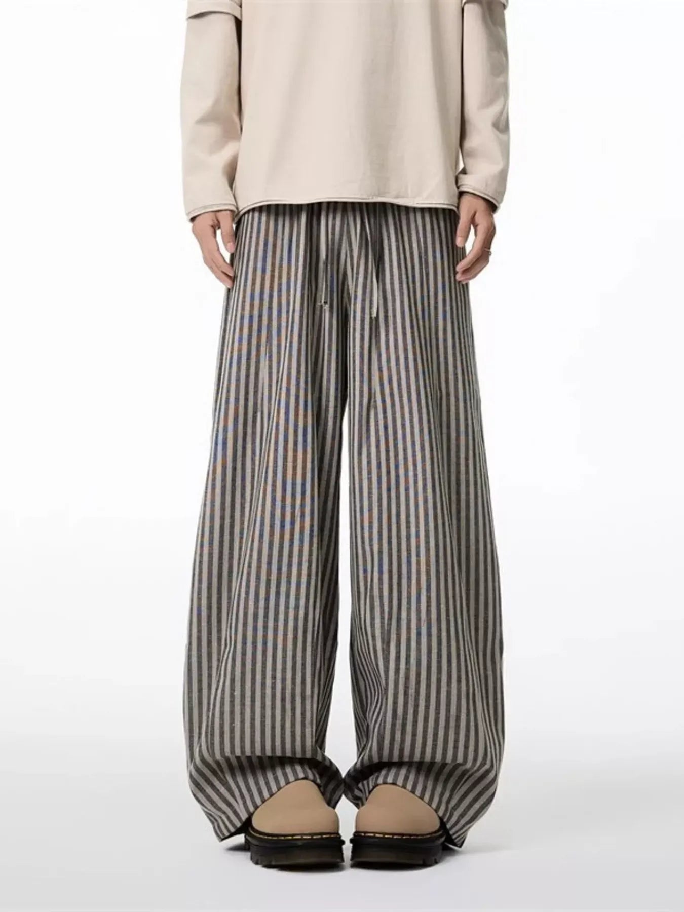 Men's Plus Size Striped Wide-Leg Casual Pants The Nichole Collection