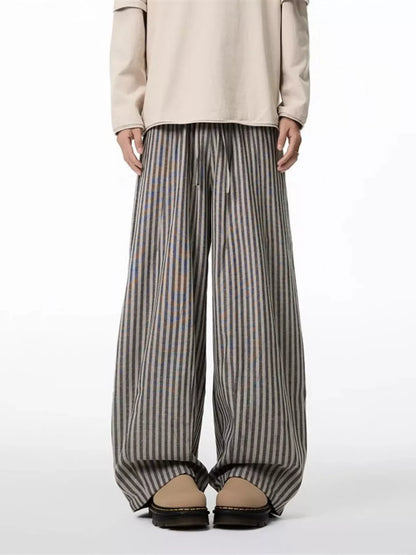 Men's Plus Size Striped Wide-Leg Casual Pants The Nichole Collection