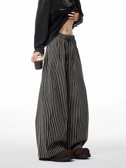 Men's Plus Size Striped Wide-Leg Casual Pants The Nichole Collection