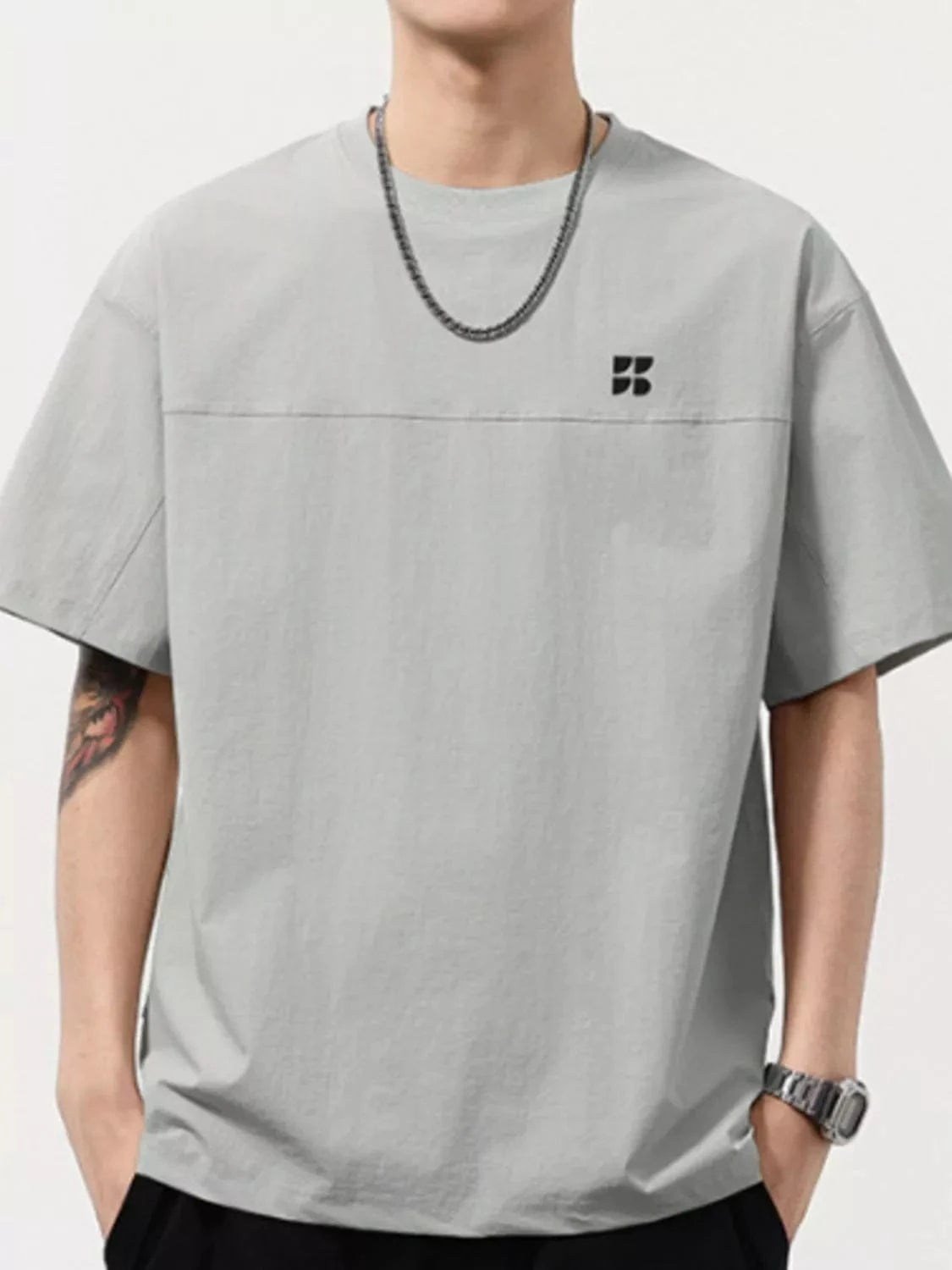 Men's Round Neck Short Sleeve T-Shirt Men's Shirts Rice Apricot Color / M The Nichole Collection
