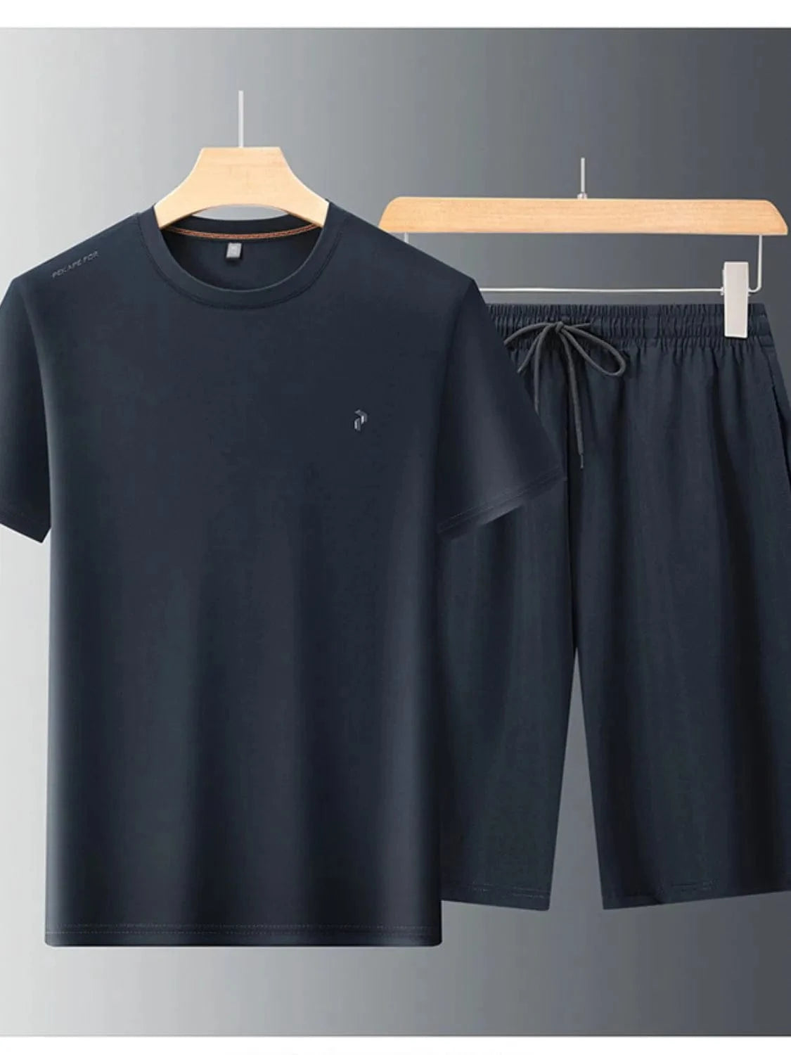 Men's Round Neck Short Sleeve Top and Shorts Set Men's Sets Navy / M The Nichole Collection