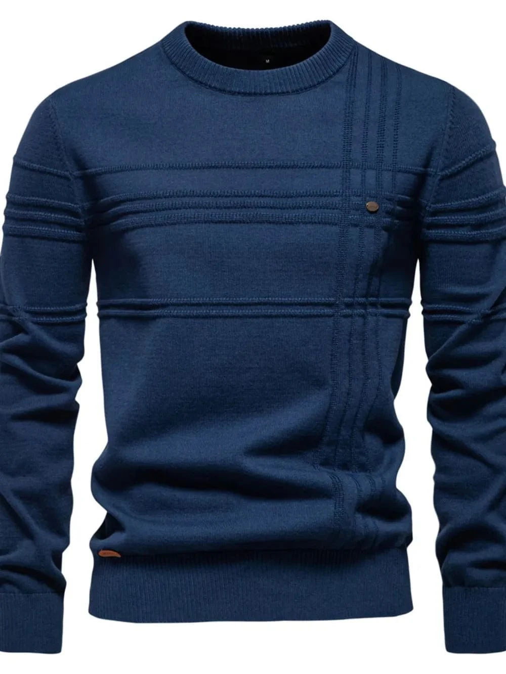 Men's Round Neck Striped Sweater Navy / S The Nichole Collection