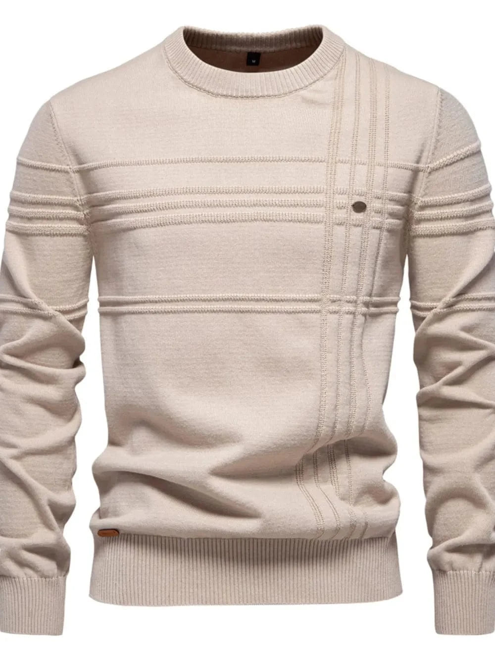 Men's Round Neck Striped Sweater Dust Storm / S The Nichole Collection