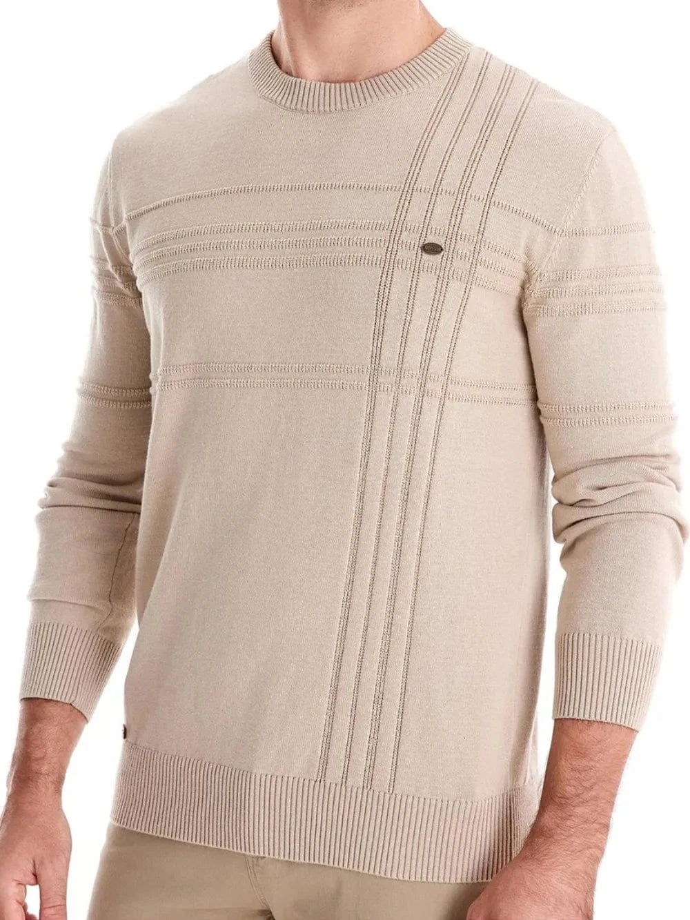 Men's Round Neck Striped Sweater The Nichole Collection