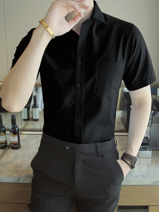 Men's Short Sleeve Solid Color Slim Fit Casual Shirt The Nichole Collection - Official Site