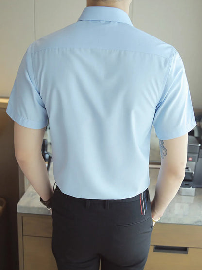 Men's Short Sleeve Solid Color Slim Fit Casual Shirt | The Nichole Collection
