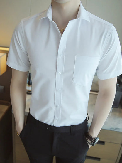 Men's Short Sleeve Solid Color Slim Fit Casual Shirt | The Nichole Collection
