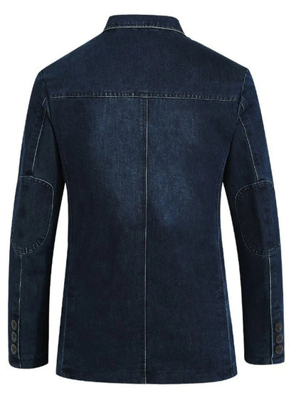 Men's Single-Breasted Denim Blazer Jacket The Nichole Collection