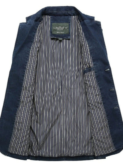 Men's Single-Breasted Denim Blazer Jacket The Nichole Collection