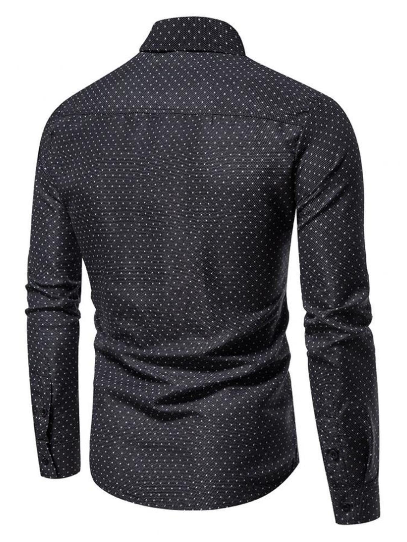 Men's Slim Fit Dotted Pattern Long Sleeve Shirt | The Nichole Collection