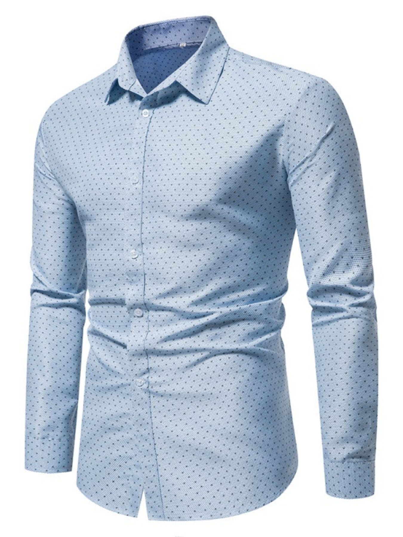 Men's Slim Fit Dotted Pattern Long Sleeve Shirt | The Nichole Collection