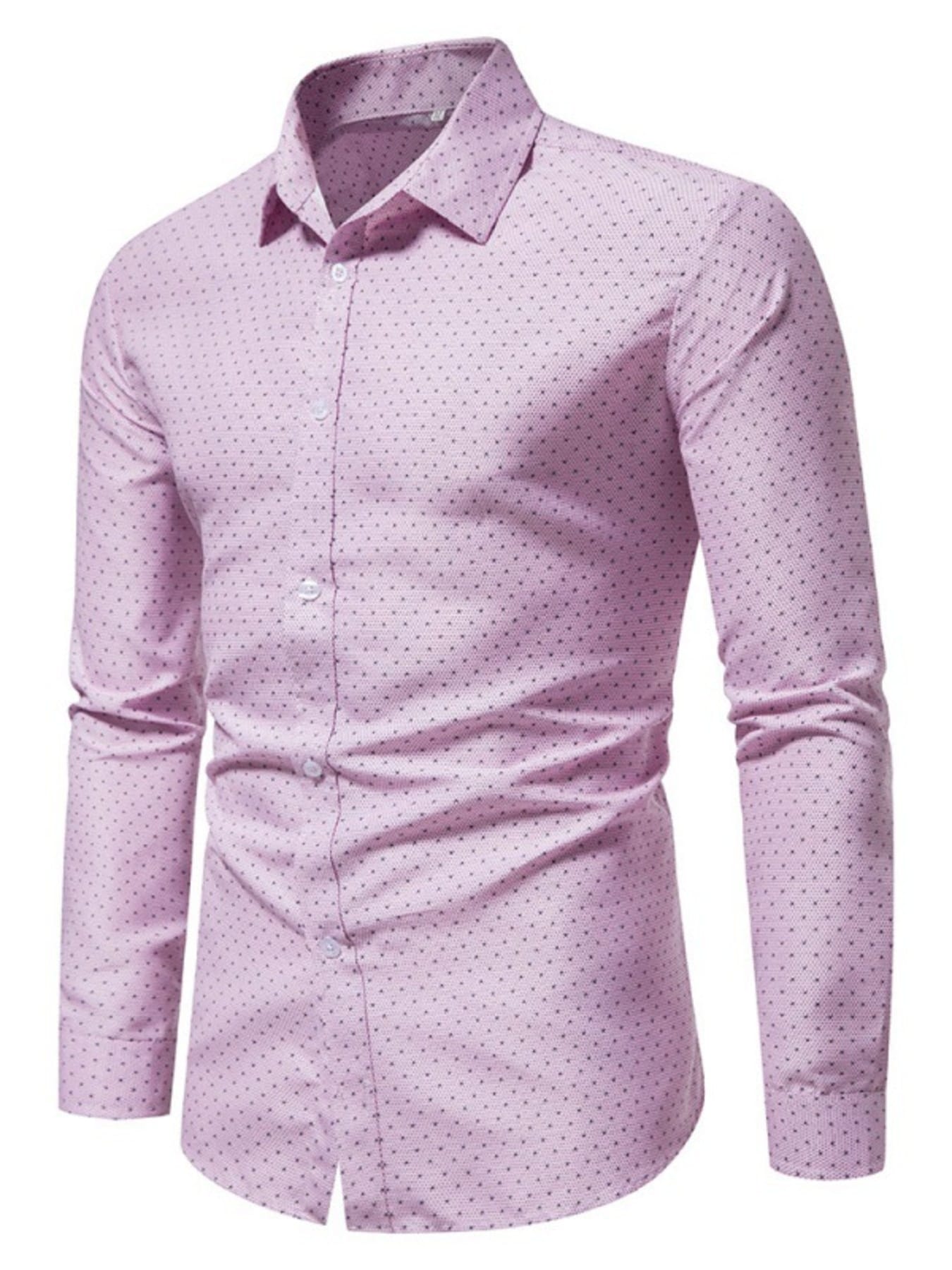 Men's Slim Fit Dotted Pattern Long Sleeve Shirt | The Nichole Collection