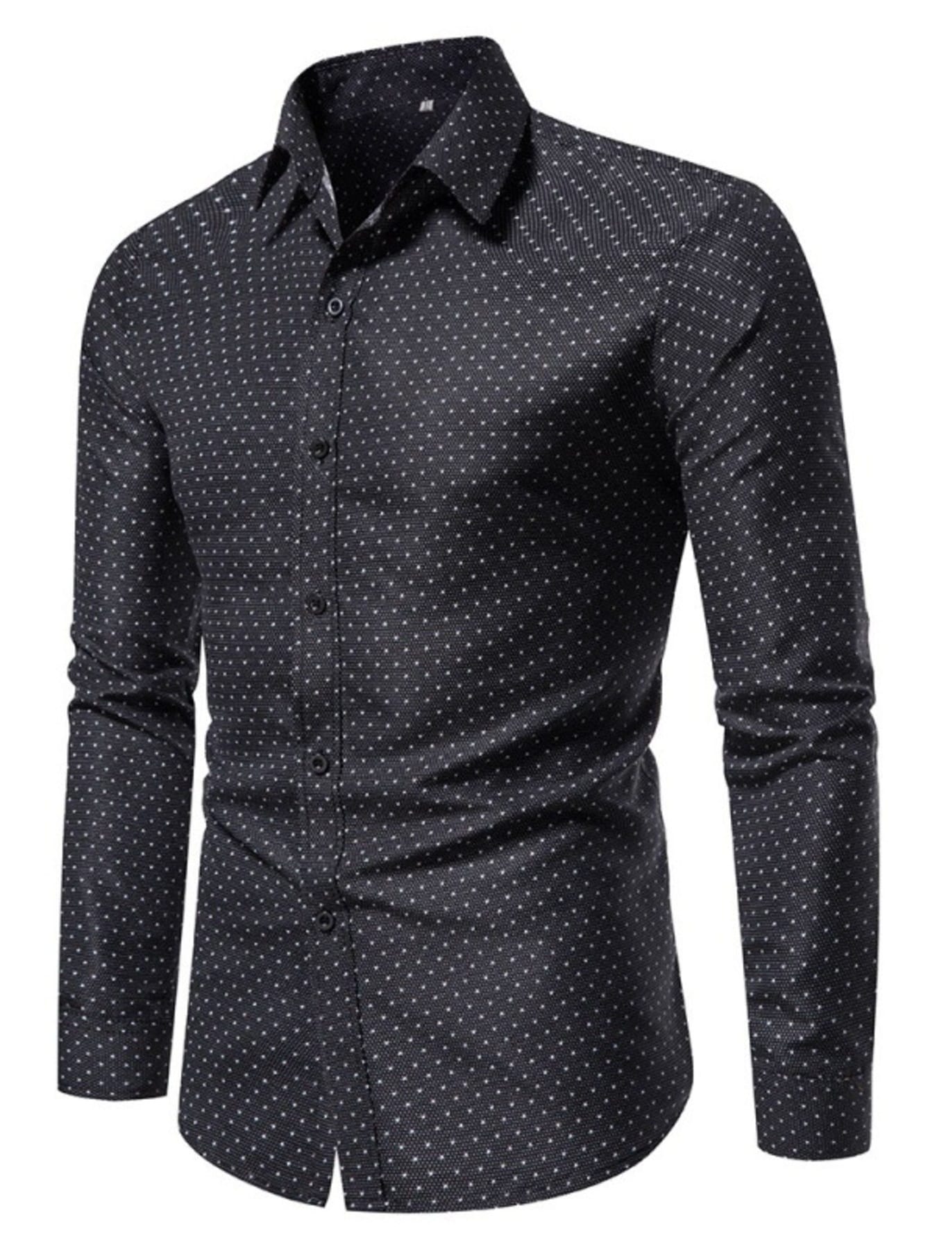 Men's Slim Fit Dotted Pattern Long Sleeve Shirt | The Nichole Collection