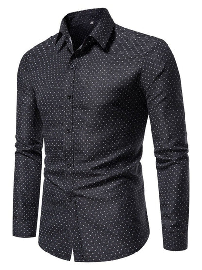 Men's Slim Fit Dotted Pattern Long Sleeve Shirt | The Nichole Collection