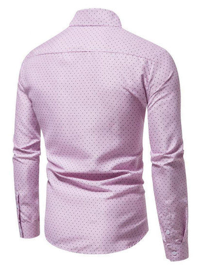 Men's Slim Fit Dotted Pattern Long Sleeve Shirt | The Nichole Collection